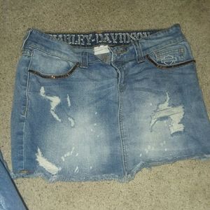 Women's Harley Davidson blue jean skirt